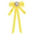 thumbnail image 1 of INSPIRE CHIC Women's Long Webbing with Lace Trim Rhinestone Bow Brooch Yellow One Size, 1 of 5