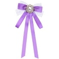 thumbnail image 1 of INSPIRE CHIC Women's Long Webbing with Lace Trim Rhinestone Bow Brooch Purple One Size, 1 of 5