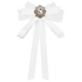 thumbnail image 1 of INSPIRE CHIC Women's Long Webbing with Lace Trim Rhinestone Bow Brooch White One Size, 1 of 4