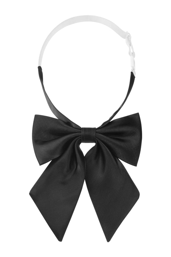 Women's Metallic Shiny Bowties Sparkly Pre-tied Solid Color Bow Ties Cute Black One Size
