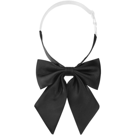 INSPIRE CHIC Women's Metallic Shiny Bowties Sparkly Pre-tied Solid Color Bow Ties Cute Black One Size