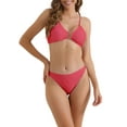 thumbnail image 1 of INSPIRE CHIC Women's O Ring Ribbed Bikini Sets 2 Piece High Waist Adjustable Spaghetti Straps Swimsuit Bathing Suits X-Small Roes Red, 1 of 5