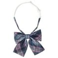 thumbnail image 1 of INSPIRE CHIC Women's Plaid Bow Ties Elastic Band Pretied Bowties for Casual Dark Blue Lilac One Size, 1 of 6