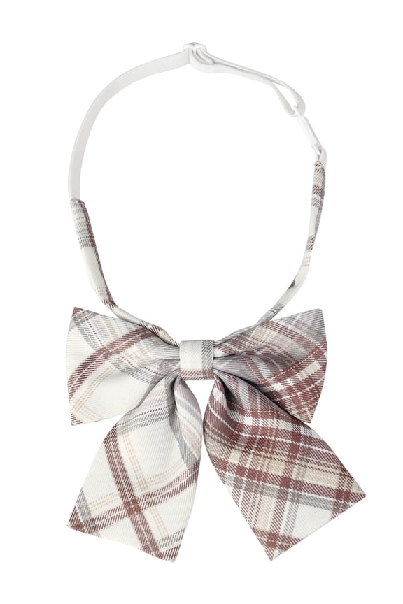 Women's Plaid Bow Ties Elastic Band Pretied Bowties for Casual Red Beige One Size