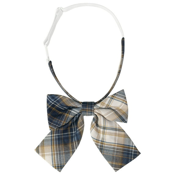 INSPIRE CHIC Women's Plaid Bow Ties Elastic Band Pretied Bowties for Casual Dark Blue Brown One Size