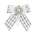 thumbnail image 1 of INSPIRE CHIC Women's Pre-Tied Neck Tie Ribbon Plaid Bowknot Brooch Pin with Rhinestone for Party, 1 of 5
