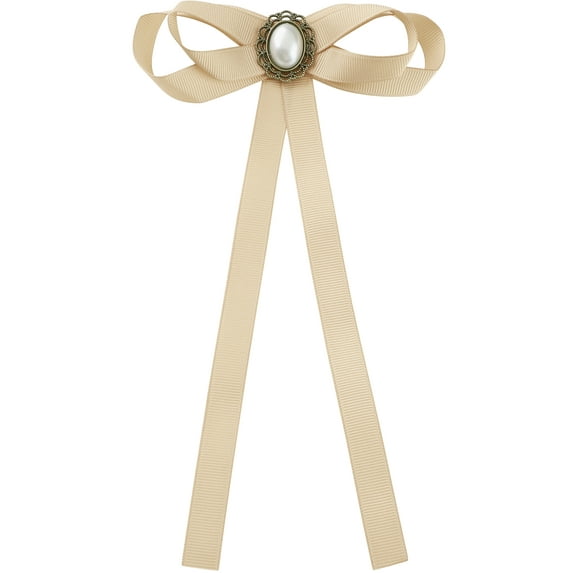 INSPIRE CHIC Women's Pre-tied Ribbon Bowknot Bow Brooch Pin with Faux Pearl