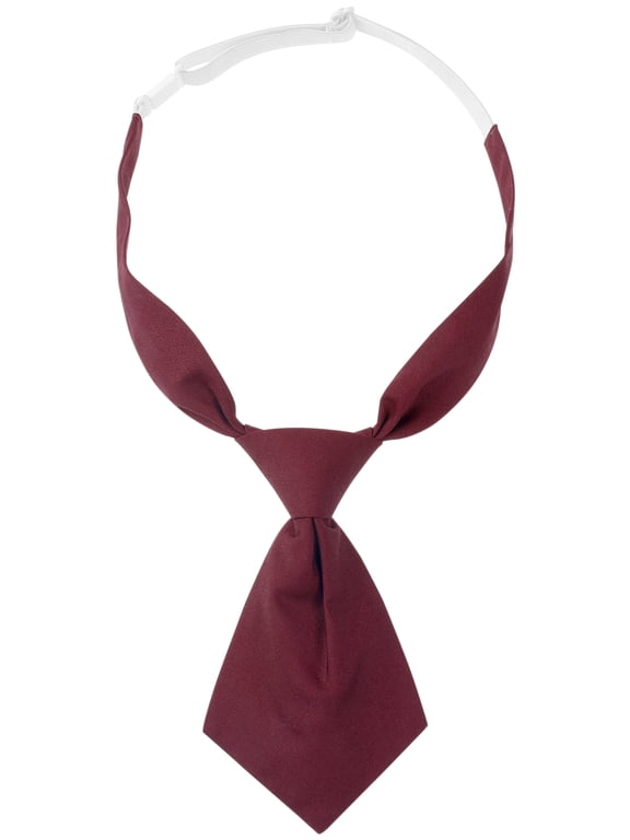 Women's Halloween Pre-tied Short Ties Solid Color Small Tie for Uniform School Burgundy One Size