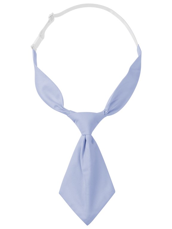 Women's Halloween Pre-tied Short Ties Solid Color Small Tie for Uniform School Light Grey Blue One Size