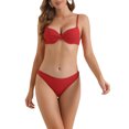 thumbnail image 1 of INSPIRE CHIC Women's Push Up Swimsuit Underwire Ruched Top, 2 Pieces High Cut Thong Bottoms Bikini Set Bathing Suit Large Red, 1 of 5