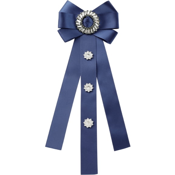 INSPIRE CHIC Women's Rhinestone Ribbon Long Bow Brooch Ties Retro