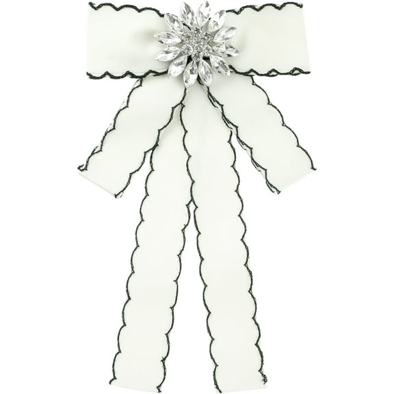 INSPIRE CHIC Women's Ribbon Bowknot Brooch Big Rhinestone Bow Tie Clips for Shirts
