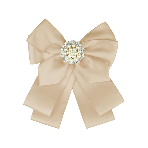 INSPIRE CHIC Women's Ribbon Brooch Bowknot Necktie School Uniform Pin Collar Bow Tie with Beads