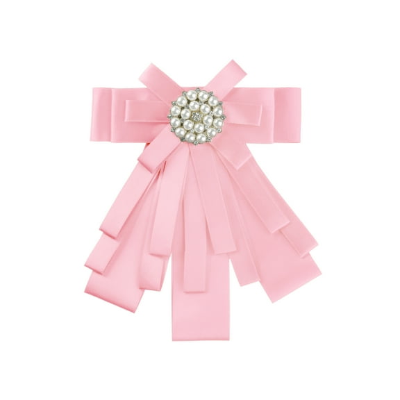 INSPIRE CHIC Women's Ribbon Brooch Bowknot Necktie Wedding Party Bow Brooches Light Pink