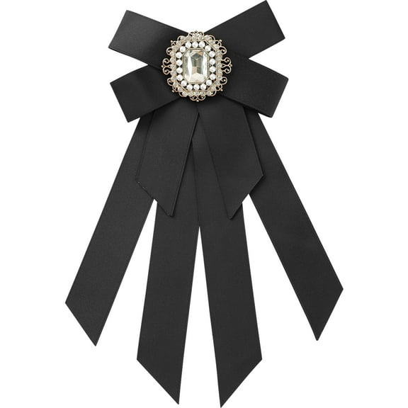 INSPIRE CHIC Women's Ribbon Brooch Bowknot Pre Tied Bow Ties with Rhinestone