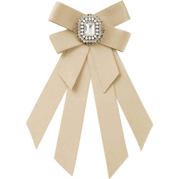 INSPIRE CHIC Women's Ribbon Brooch Bowknot Pre Tied Bow Ties with Rhinestone