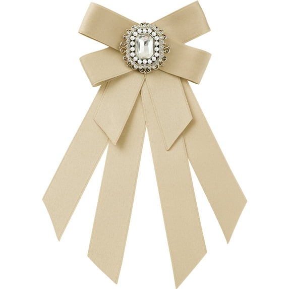 INSPIRE CHIC Women's Ribbon Brooch Bowknot Pre Tied Bow Ties with Rhinestone