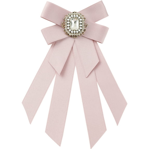 INSPIRE CHIC Women's Ribbon Brooch Bowknot Pre Tied Bow Ties with Rhinestone
