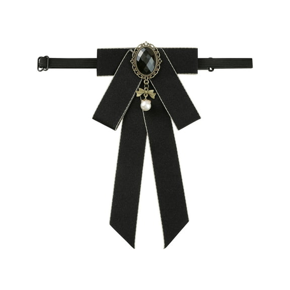 INSPIRE CHIC Women's Ribbon Brooch Bowknot Pre Tied Necktie Pin Collar Bow Ties with Rhinestone
