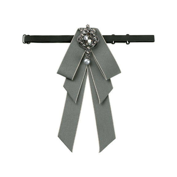 INSPIRE CHIC Women's Ribbon Brooch Necktie Rhinestone Bow Ties for Elegant Chic