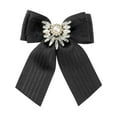 thumbnail image 1 of INSPIRE CHIC Women's Ribbon Rhinestone Pre-tied Bow Neck Tie Brooch for Shirts, 1 of 5