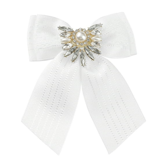 INSPIRE CHIC Women's Ribbon Rhinestone Pre-tied Bow Neck Tie Brooch for Shirts