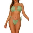 thumbnail image 1 of INSPIRE CHIC Women's Ruffle Pleated Push Up Bikini Sets, 2 Piece High Cut Tie Side String Bikini Swimsuits Large Olivine Green, 1 of 5