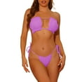 thumbnail image 1 of INSPIRE CHIC Women's Ruffle Pleated Push Up Bikini Sets 2 Piece High Cut Tie Side String Bikini Swimsuits X-Large Purple, 1 of 5