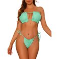 thumbnail image 1 of INSPIRE CHIC Women's Ruffle Pleated Push Up Bikini Sets, 2 Piece High Cut Tie Side String Bikini Swimsuits Small Turquoise Green, 1 of 5