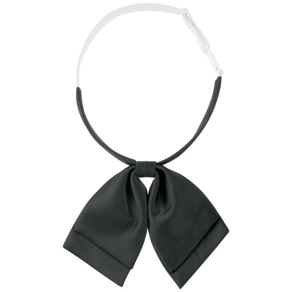 INSPIRE CHIC Women's Satin Adjustable Pre-Tied Double Layer Collar Bow Tie for Uniform Shirt Black One Size