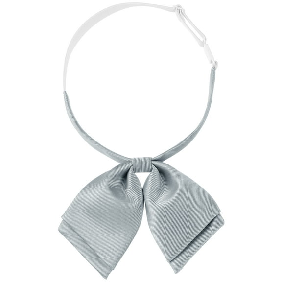 INSPIRE CHIC Women's Satin Adjustable Pre-Tied Double Layer Collar Bow Tie for Uniform Shirt Silver Grey One Size