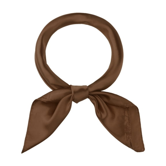 INSPIRE CHIC Women's Satin Neck Scarf Square Silky Solid Neckerchief Head Wrap Bandanas Brown 90x90cm/35.4x35.4 inches(LxW)
