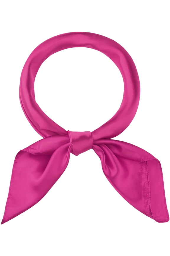 Women's Satin Neck Scarf Square Silky Solid Neckerchief Head Wrap Bandanas Hot Pink 90x90cm/35.4x35.4 inches(LxW)