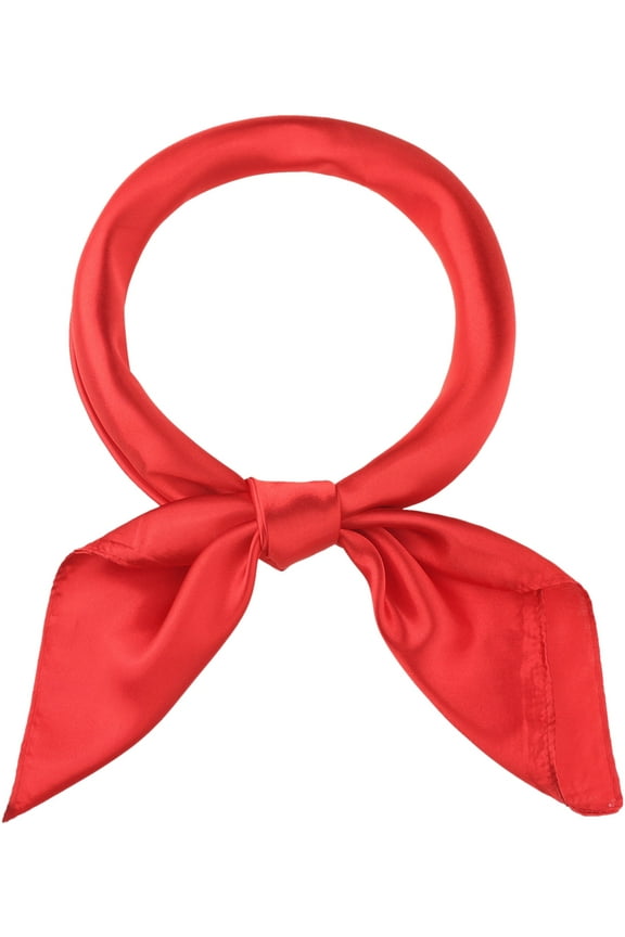 Women's Satin Neck Scarf Square Silky Solid Neckerchief Head Wrap Bandanas Red 90x90cm/35.4x35.4 inches(LxW)