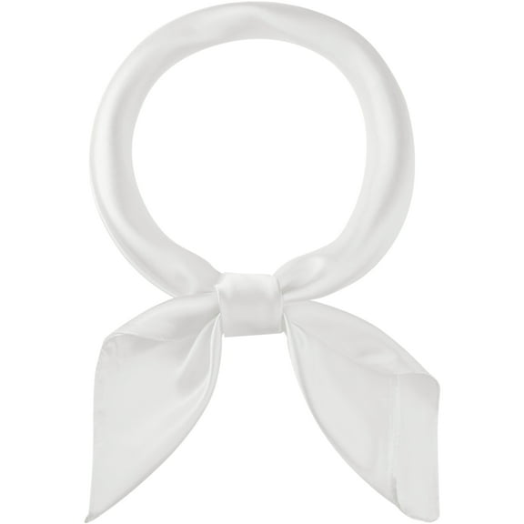 INSPIRE CHIC Women's Satin Neck Scarf Square Silky Solid Neckerchief Head Wrap Bandanas White 90x90cm/35.4x35.4 inches(LxW)