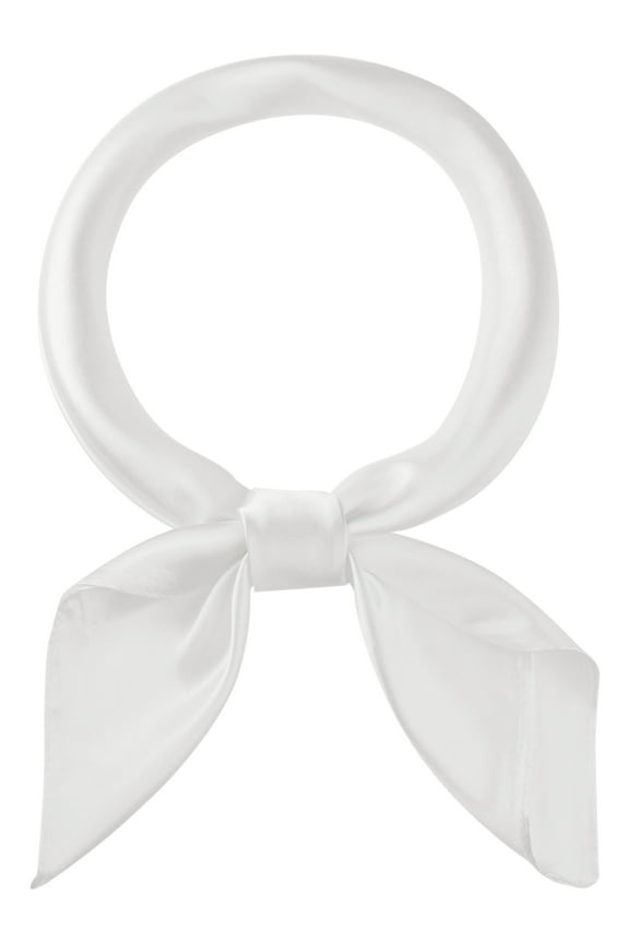 Women's Satin Neck Scarf Square Silky Solid Neckerchief Head Wrap Bandanas White 90x90cm/35.4x35.4 inches(LxW)
