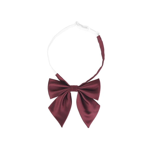 INSPIRE CHIC Women's Solid Color Bowknot Pre-tied Adjustable Bow Ties for Uniform Burgundy