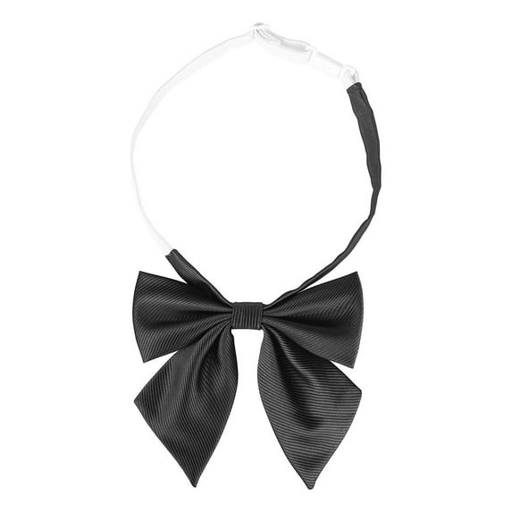 INSPIRE CHIC Women's Solid Color Bowknot Pre-tied Adjustable Bow Ties for Uniform Black
