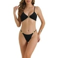 thumbnail image 1 of INSPIRE CHICWomen's Square Ring Bikini Sets 2 Pieces Adjustable Spaghetti Straps Triangle Bottoms Swimwear Bathing Suits X-Small Black, 1 of 5