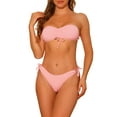 thumbnail image 1 of Women's Strapless Drawstring Bandeau Bikini Sets 2 Piece Swimwear Solid Lace Up Swimsuit Bathing Suits X-Small Light Pink, 1 of 5