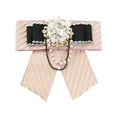 thumbnail image 1 of INSPIRE CHIC Women's Striped Rhinestone Bow Tie Fashion Chain Bow Tie Pin for Shirts, 1 of 5