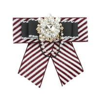 INSPIRE CHIC Women's Striped Rhinestone Bow Tie Fashion Chain Bow Tie Pin for Shirts