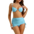 thumbnail image 1 of INSPIRE CHIC Women's Underwire Spaghetti Straps Bikini Sets, 3 Piece Swimsuit Drawstring Beach Skirt Large Light Blue, 1 of 5