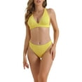 thumbnail image 1 of INSPIRE CHIC Women's V Neck Crisscross Bikini Sets, 2 Piece Back Drawstring Triangle Bottoms Swimwear Bathing Suits X-Large Yellow, 1 of 5