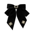 thumbnail image 1 of INSPIRE CHIC Women's Velvet Bow Brooch Solid Color with Rhinestone Decor Black, 1 of 5
