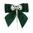 thumbnail image 1 of INSPIRE CHIC Women's Velvet Faux Pearl Rhinestone Bow Brooch for Retro Elegant Green One Size, 1 of 5