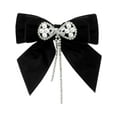 thumbnail image 1 of INSPIRE CHIC Women's Velvet Faux Pearl Rhinestone Bow Brooch for Retro Elegant Black One Size, 1 of 5