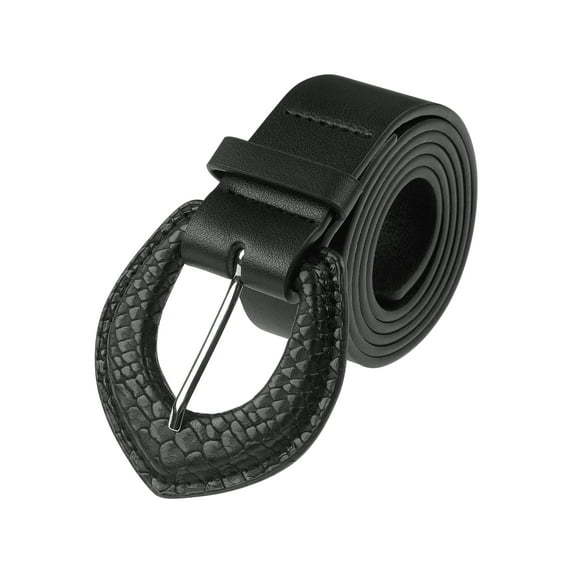 INSPIRE CHIC Women's Wide Belt Solid Color Retro Fashion Snake Pattern Buckle Decorative Belts for Dresses 109x3.4cm/42.9x1.3" Black