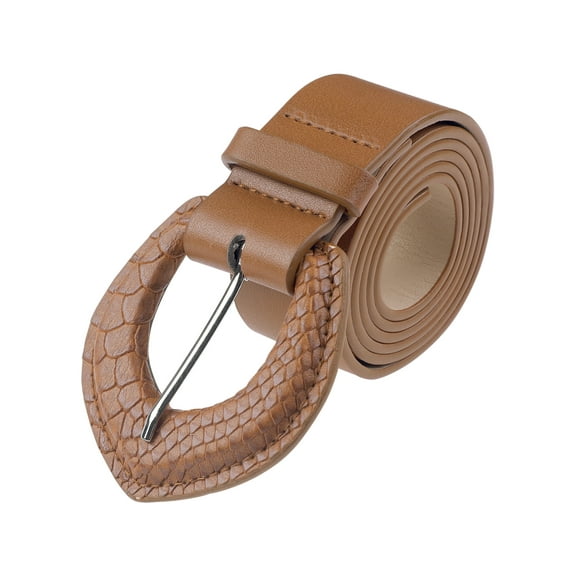 INSPIRE CHIC Women's Wide Belt Solid Color Retro Fashion Snake Pattern Buckle Decorative Belts for Dresses 109x3.4cm/42.9x1.3" Camel