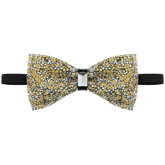 INSPIRE CHIC Womens Bow Tie Fine Diamonds Shiny Collar Adjustable Bow Tie Gold